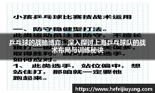 乒乓球的战略博弈：深入探讨上海乒乓球队的战术布局与训练秘诀